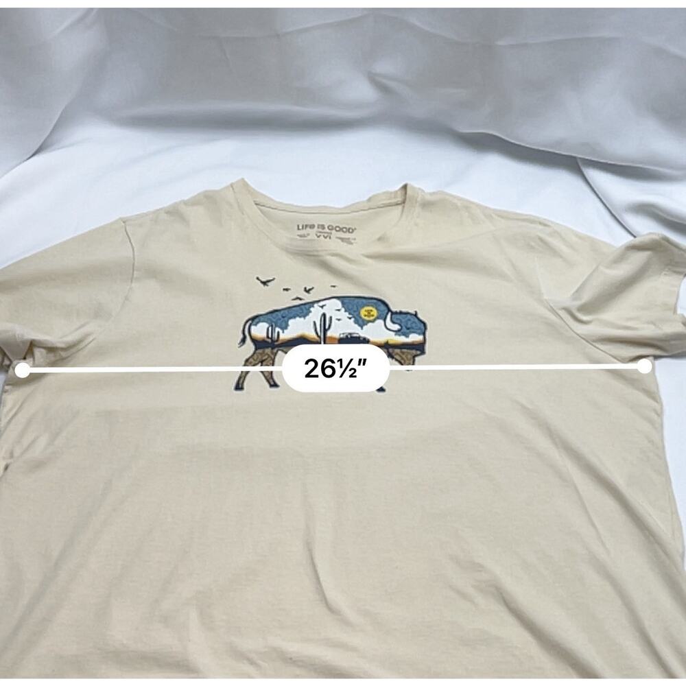 Life Is Good Men’s XXL Graphic T-Shirt Bison Buffalo Short Sleeve Tee Tan - Picture 7 of 8